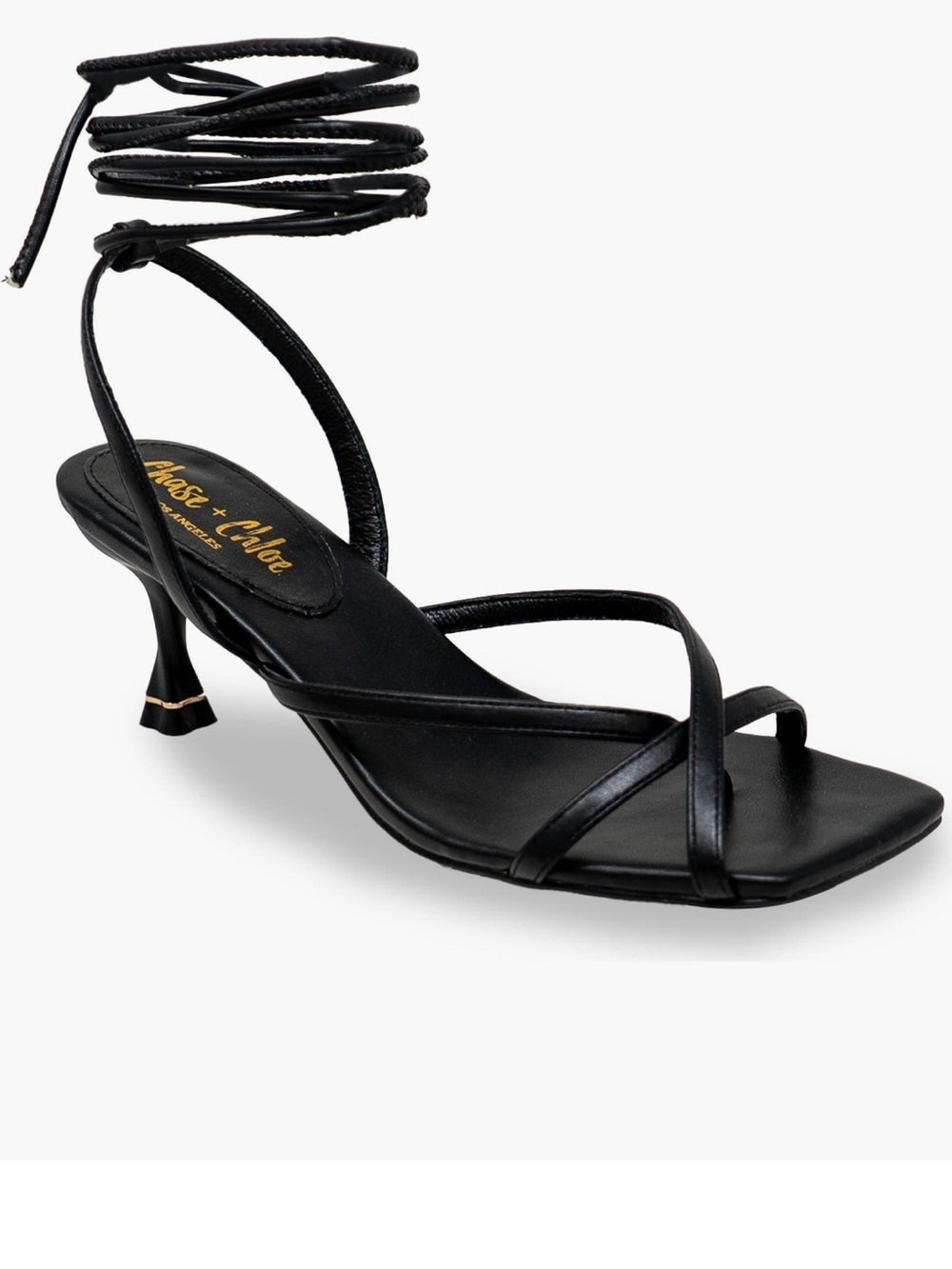 CHASE + CHLOE Black Itaty Ankle Wrap Sandal
